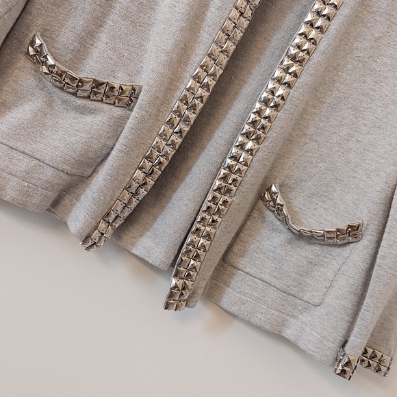 Inc International Concepts Beaded Jeweled Silver/Gray Sweater/Blouse - Picture 5 of 9